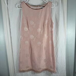 Vintage My Michelle Y2K Floral Brocade Pink Lace Trim  Dress XS Junior 14
